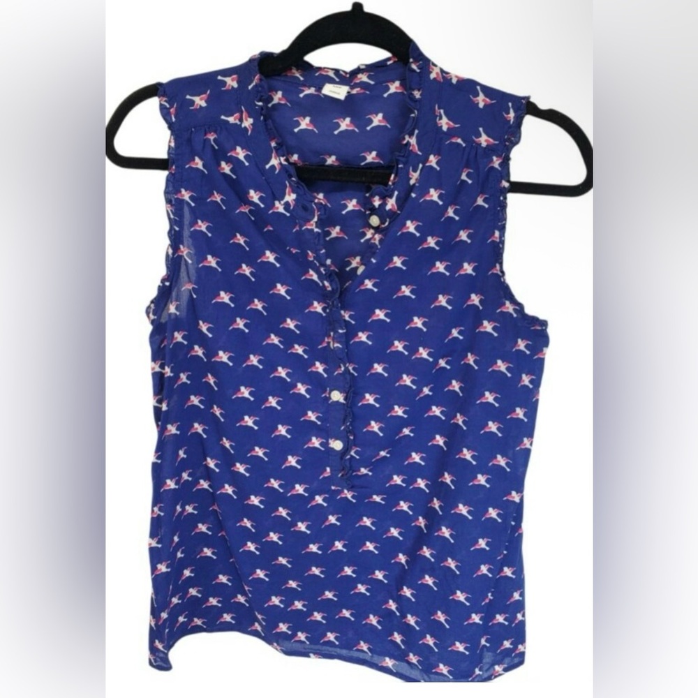 OLD NAVY 100% COTTON BIRD PATTERN BUTTON DOWN SHIRT 21” PTP